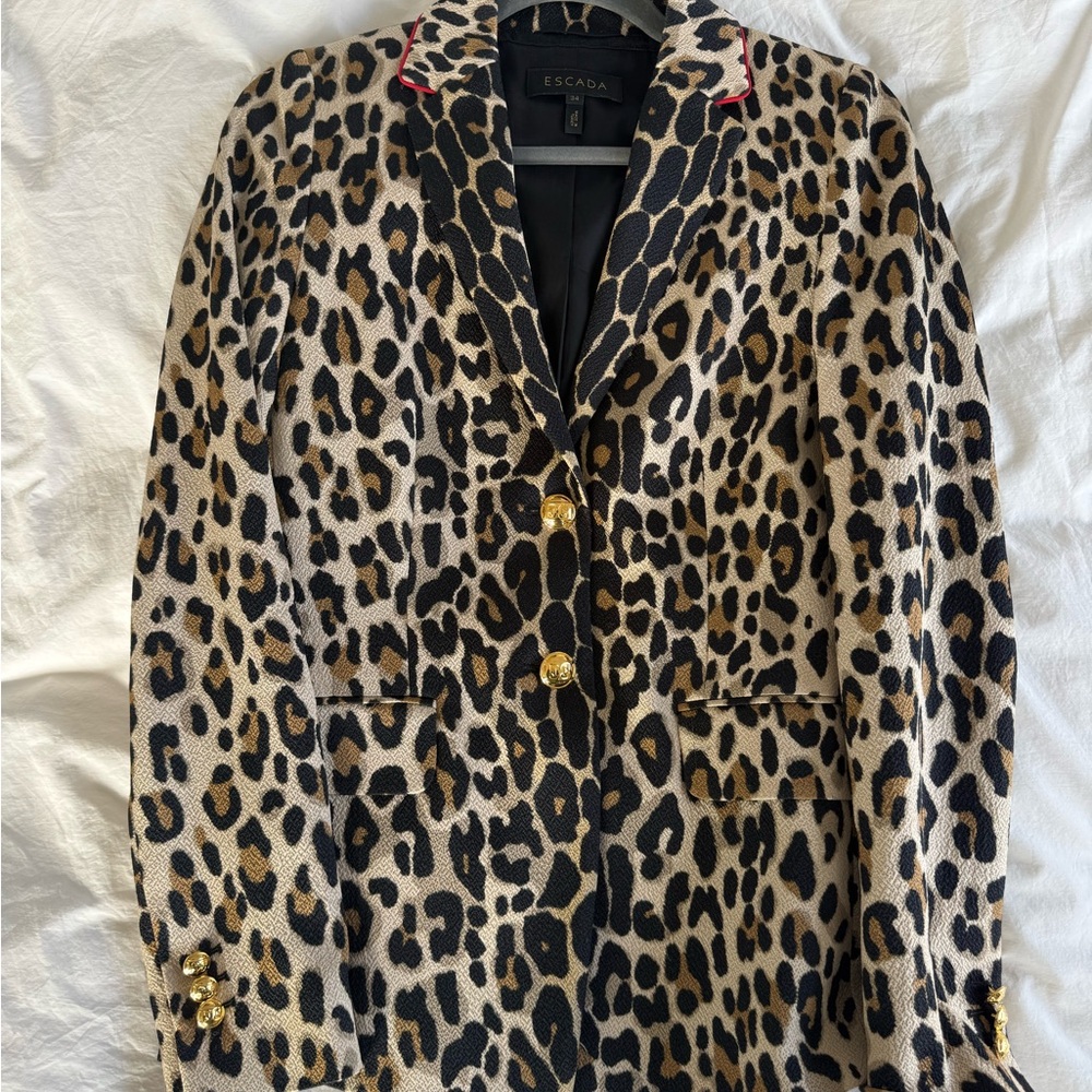 Escada Animal Print Blazer with Gold Accents